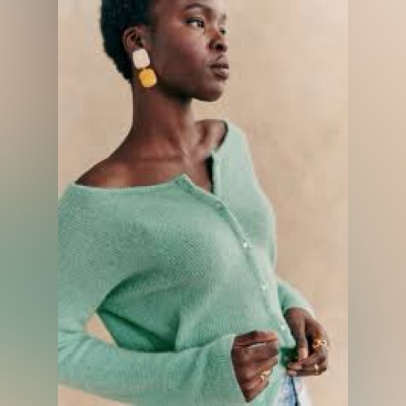 NWT Sézane Gaspard Cardigan | SOLD OUT size M Sea Green - Picture 2 of 8